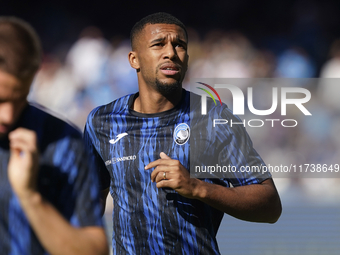 Isak Hien of Atalanta BC warms up before the Serie A match between SSC Napoli and Atalanta BC at Stadio Diego Armando Maradona Naples Italy...