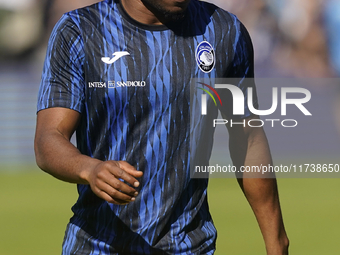 Ademola Lookman of Atalanta BC warms up before the Serie A match between SSC Napoli and Atalanta BC at Stadio Diego Armando Maradona Naples...