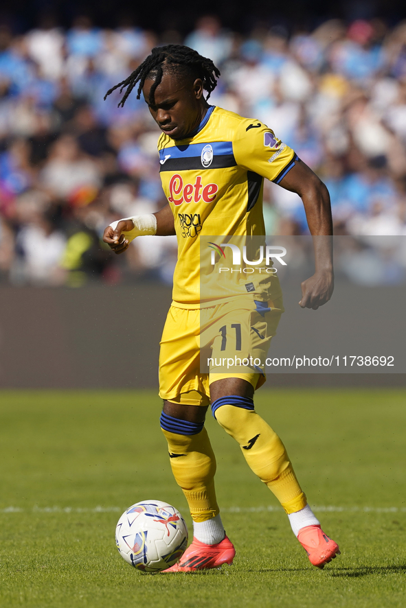 Ademola Lookman of Atalanta BC during the Serie A match between SSC Napoli and Atalanta BC at Stadio Diego Armando Maradona Naples Italy on...