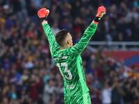 Inaki Pena celebrates during the match between FC Barcelona and RCD Espanyol, corresponding to week 12 of LaLiga EA Sports, at the Lluis Com...