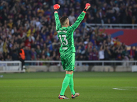 Inaki Pena celebrates during the match between FC Barcelona and RCD Espanyol, corresponding to week 12 of LaLiga EA Sports, played at the Ll...