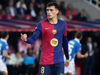 Pedri plays during the match between FC Barcelona and RCD Espanyol, corresponding to week 12 of LaLiga EA Sports, at the Lluis Companys Stad...