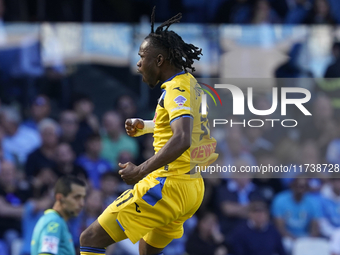 Ademola Lookman of Atalanta BC celebrates after scoring during the Serie A match between SSC Napoli and Atalanta BC at Stadio Diego Armando...