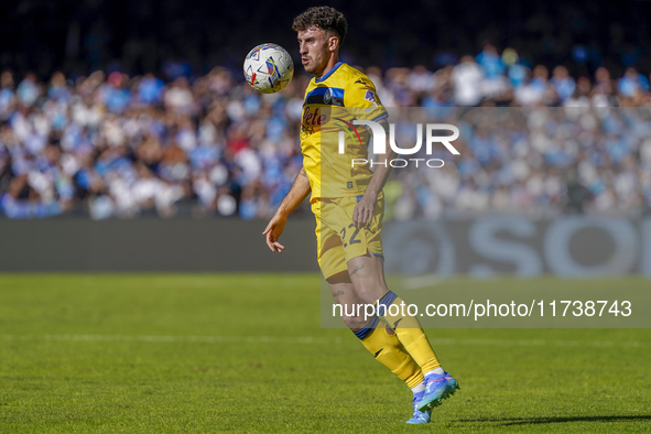 Matteo Ruggeri of Atalanta BC during the Serie A match between SSC Napoli and Atalanta BC at Stadio Diego Armando Maradona Naples Italy on 3...