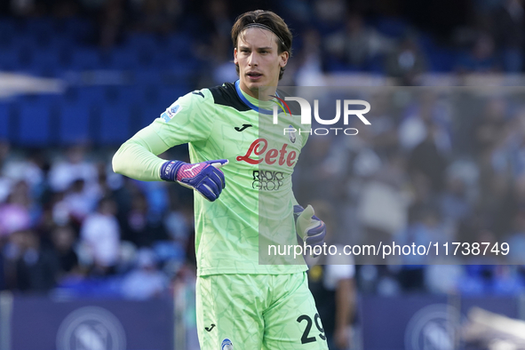 Marco Carnesecchi of Atalanta BC during the Serie A match between SSC Napoli and Atalanta BC at Stadio Diego Armando Maradona Naples Italy o...