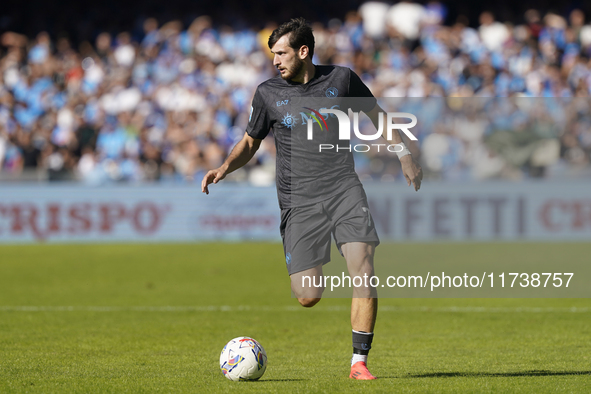 Khvicha Kvaratskhelia of SSC Napoli during the Serie A match between SSC Napoli and Atalanta BC at Stadio Diego Armando Maradona Naples Ital...