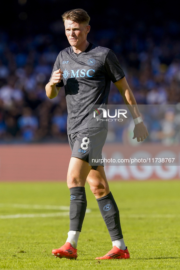 Scott McTominay of SSC Napoli during the Serie A match between SSC Napoli and Atalanta BC at Stadio Diego Armando Maradona Naples Italy on 3...