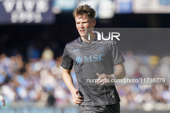 Scott McTominay of SSC Napoli during the Serie A match between SSC Napoli and Atalanta BC at Stadio Diego Armando Maradona Naples Italy on 3...