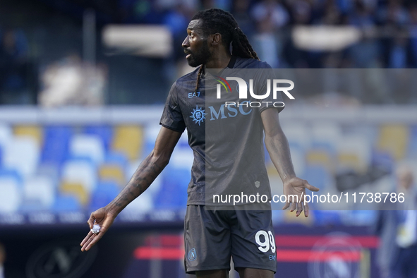 Andre-Frank Zambo Anguissa of SSC Napoli during the Serie A match between SSC Napoli and Atalanta BC at Stadio Diego Armando Maradona Naples...