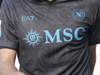 Close up of the SSC Napoli shirt during the Serie A match between SSC Napoli and Atalanta BC at Stadio Diego Armando Maradona Naples Italy o...