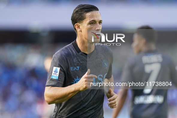 Giacomo Raspadori of SSC Napoli during the Serie A match between SSC Napoli and Atalanta BC at Stadio Diego Armando Maradona Naples Italy on...