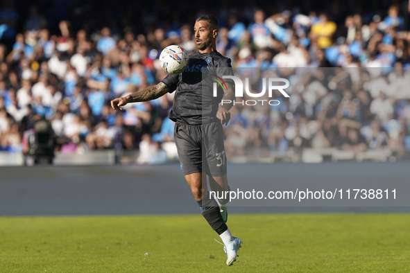 Leonardo Spinazzola of SSC Napoli during the Serie A match between SSC Napoli and Atalanta BC at Stadio Diego Armando Maradona Naples Italy...