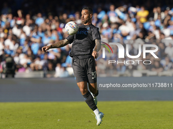 Leonardo Spinazzola of SSC Napoli during the Serie A match between SSC Napoli and Atalanta BC at Stadio Diego Armando Maradona Naples Italy...