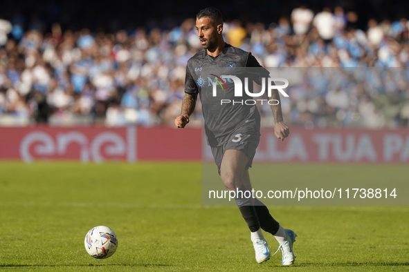 Leonardo Spinazzola of SSC Napoli during the Serie A match between SSC Napoli and Atalanta BC at Stadio Diego Armando Maradona Naples Italy...