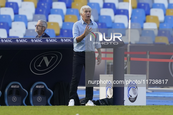 Gian Piero Gasperini Head Coach of Atalanta BC during the Serie A match between SSC Napoli and Atalanta BC at Stadio Diego Armando Maradona...