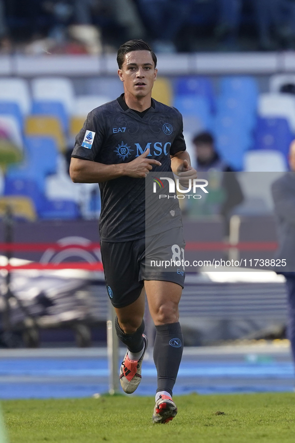 Giacomo Raspadori of SSC Napoli during the Serie A match between SSC Napoli and Atalanta BC at Stadio Diego Armando Maradona Naples Italy on...