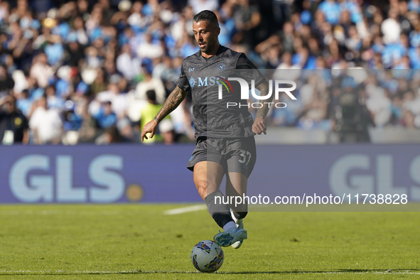 Leonardo Spinazzola of SSC Napoli during the Serie A match between SSC Napoli and Atalanta BC at Stadio Diego Armando Maradona Naples Italy...