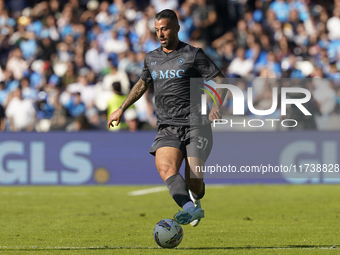 Leonardo Spinazzola of SSC Napoli during the Serie A match between SSC Napoli and Atalanta BC at Stadio Diego Armando Maradona Naples Italy...