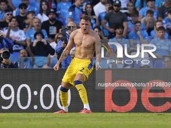 Mateo Retegui of Atalanta BC celebrates after scoring during the Serie A match between SSC Napoli and Atalanta BC at Stadio Diego Armando Ma...