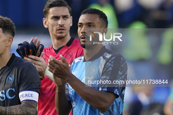 Juan Jesus of SSC Napoli applauds fans at the end of the Serie A match between SSC Napoli and Atalanta BC at Stadio Diego Armando Maradona N...