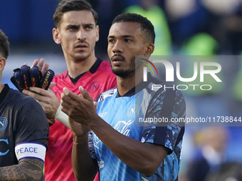 Juan Jesus of SSC Napoli applauds fans at the end of the Serie A match between SSC Napoli and Atalanta BC at Stadio Diego Armando Maradona N...