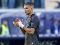 Alessandro Buongiorno of SSC Napoli applauds fans at the end of the Serie A match between SSC Napoli and Atalanta BC at Stadio Diego Armando...