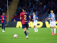 Pau Cubarsi plays during the match between FC Barcelona and RCD Espanyol, corresponding to week 12 of LaLiga EA Sports, at the Lluis Company...