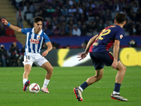 Alvaro Aguado plays during the match between FC Barcelona and RCD Espanyol, corresponding to week 12 of LaLiga EA Sports, at the Lluis Compa...