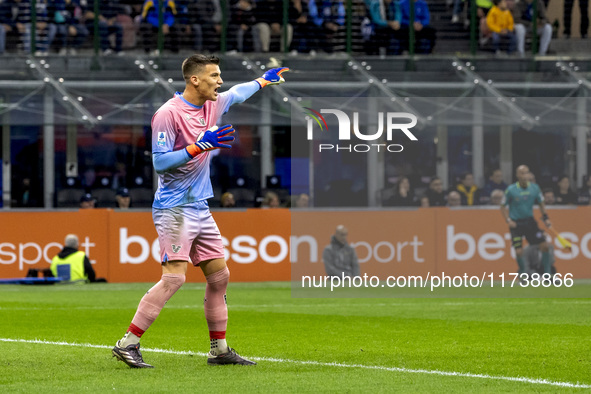 Filip Stankovic plays during the Serie A match between FC Internazionale and Venezia FC at Giuseppe Meazza Stadium in Milano, Italy, on Nove...