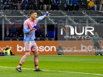 Filip Stankovic plays during the Serie A match between FC Internazionale and Venezia FC at Giuseppe Meazza Stadium in Milano, Italy, on Nove...