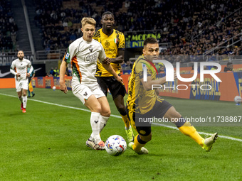 Lautaro Martinez plays during the Serie A match between FC Internazionale and Venezia FC at Giuseppe Meazza Stadium in Milano, Italy, on Nov...