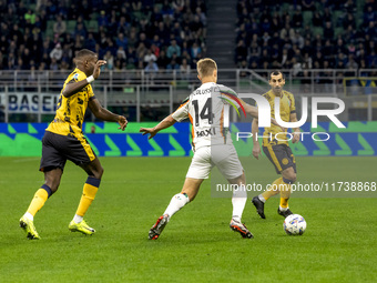 Hans Nicolussi Caviglia plays during the Serie A match between FC Internazionale and Venezia FC at Giuseppe Meazza Stadium in Milano, Italy,...