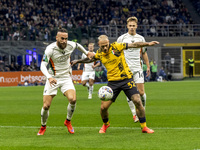 Federico Dimarco plays during the Serie A match between FC Internazionale and Venezia FC at Giuseppe Meazza Stadium in Milano, Italy, on Nov...