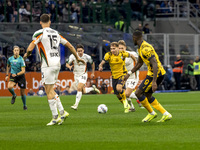 Nicolo Barella plays during the Serie A match between FC Internazionale and Venezia FC at Giuseppe Meazza Stadium in Milano, Italy, on Novem...