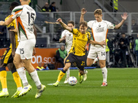 Nicolo Barella plays during the Serie A match between FC Internazionale and Venezia FC at Giuseppe Meazza Stadium in Milano, Italy, on Novem...