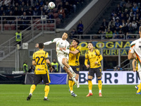 Alessandro Bastoni plays during the Serie A match between FC Internazionale and Venezia FC at Giuseppe Meazza Stadium in Milano, Italy, on N...