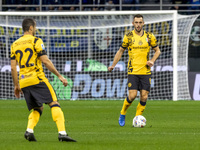 Stefan De Vrij plays during the Serie A match between FC Internazionale and Venezia FC at Giuseppe Meazza Stadium in Milano, Italy, on Novem...