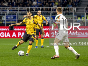 Henrikh Mkhitaryan plays during the Serie A match between FC Internazionale and Venezia FC at Giuseppe Meazza Stadium in Milano, Italy, on N...