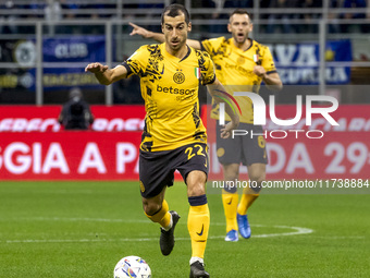 Henrikh Mkhitaryan plays during the Serie A match between FC Internazionale and Venezia FC at Giuseppe Meazza Stadium in Milano, Italy, on N...