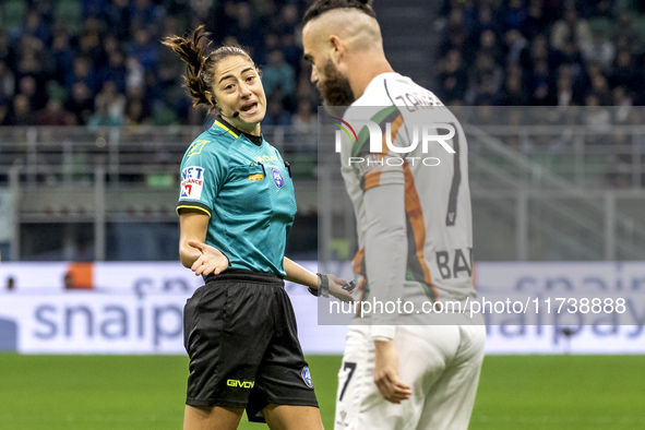 Ferrieri Caputi officiates during the Serie A match between FC Internazionale and Venezia FC at Giuseppe Meazza Stadium in Milano, Italy, on...