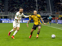 Federico Dimarco plays during the Serie A match between FC Internazionale and Venezia FC at Giuseppe Meazza Stadium in Milano, Italy, on Nov...