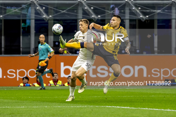 Lautaro Martinez plays during the Serie A match between FC Internazionale and Venezia FC at Giuseppe Meazza Stadium in Milano, Italy, on Nov...