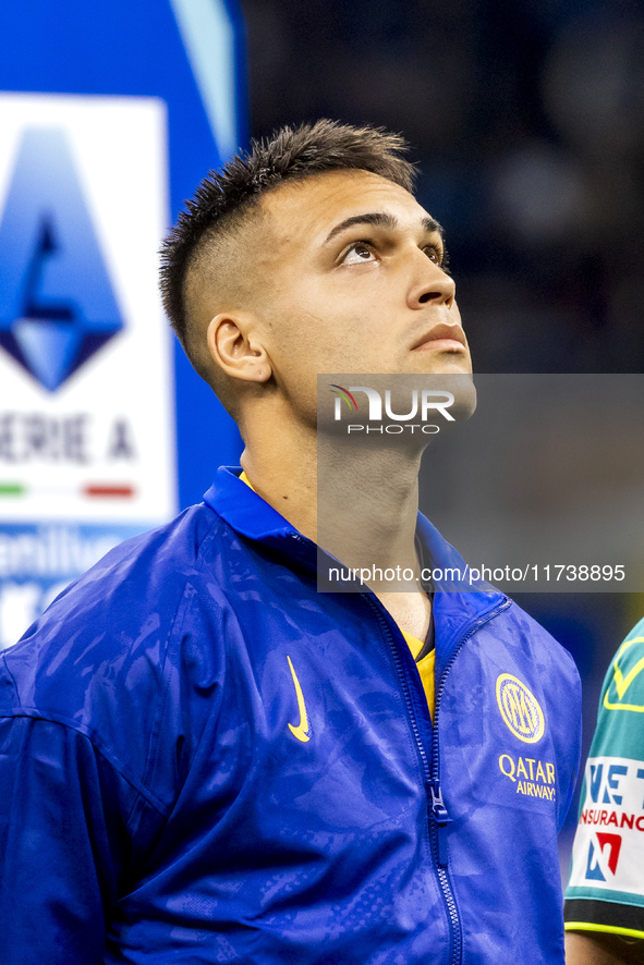 Lautaro Martinez plays during the Serie A match between FC Internazionale and Venezia FC at Giuseppe Meazza Stadium in Milano, Italy, on Nov...