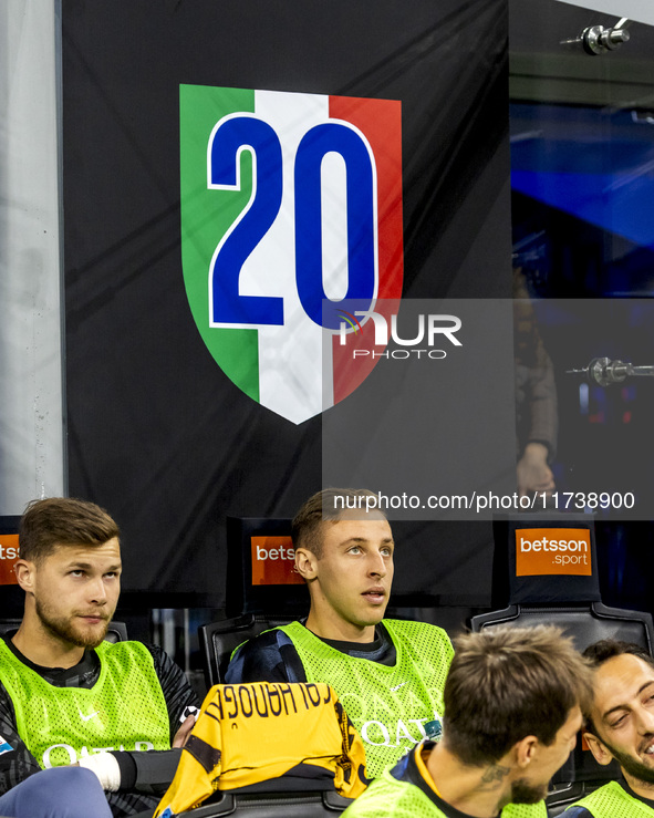 Davide Frattesi plays during the Serie A match between FC Internazionale and Venezia FC at Giuseppe Meazza Stadium in Milano, Italy, on Nove...