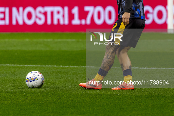 Federico Dimarco wears the Adidas Predator Elite during the Serie A match between FC Internazionale and Venezia FC at Giuseppe Meazza Stadiu...