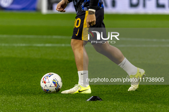 Lautaro Martinez wears the Nike Phantom GX 2 Pro during the Serie A match between FC Internazionale and Venezia FC at Giuseppe Meazza Stadiu...