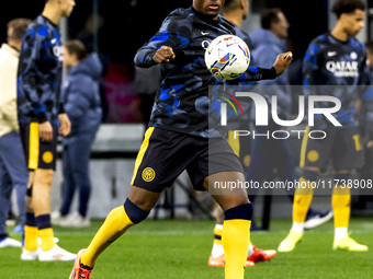 Marcus Thuram is in action before the Serie A match between FC Internazionale and Venezia FC at Giuseppe Meazza Stadium in Milano, Italy, on...