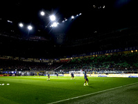 FC Internazionale plays before the Serie A match between FC Internazionale and Venezia FC at Giuseppe Meazza Stadium in Milano, Italy, on No...