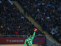 Inaki Pena plays during the match between FC Barcelona and RCD Espanyol, corresponding to week 12 of LaLiga EA Sports, at the Lluis Companys...