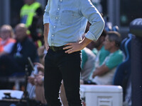 Gian Piero Gasperini coaches Atalanta B.C. during the 11th day of the Serie A Championship between S.S.C. Napoli and Atalanta B.C. at the Di...